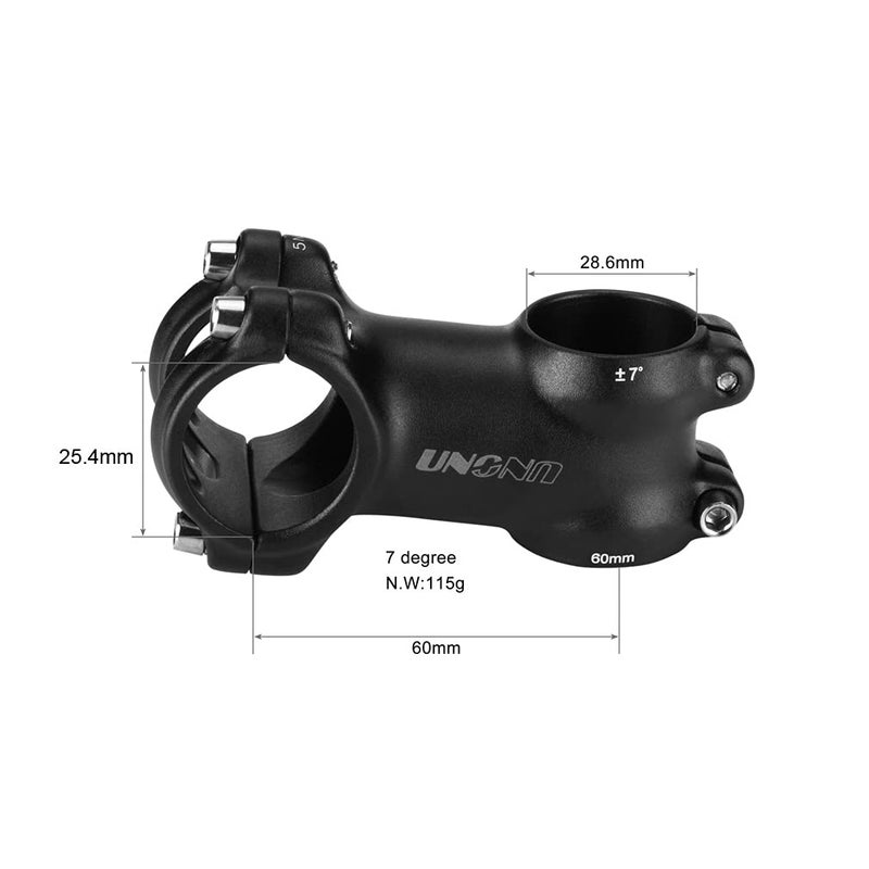 FOMTOR 25.4 Bike Stem 60mm 7 Degree MTB Bike Handlebar Stems Riser for Mountain Bicycle Road Bike BMX MTB Alloy Aluminum(Black) - Image 2